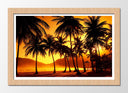 Cuadro enmarcado natural paisaje playa con palmeras, atardecer, relax