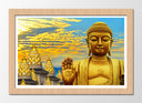 Cuadro enmarcado natural buda oriental ,escultura ,amarillo, relajacion, meditacion, zen