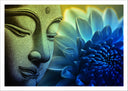 Lámina buda oriental ,azules, amarillos, relajacion, meditacion, zen