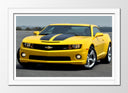 Cuadro enmarcado blanco Coche Deportivo, Chevrolet Camaro
