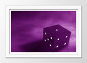 Cuadro enmarcado blanco dado retro, morado
