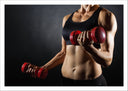 Lámina torso mujer haciendo deporte, mancuernas