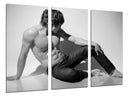Tríptico hombre semi desnudo, torso, blanco y negro
