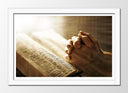 Cuadro enmarcado blanco biblia, oracion, jesucristo, rezar