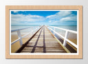 Cuadro enmarcado natural paisaje pasarela de madera en la playa