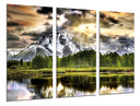 Tríptico Paisaje Naturaleza Lago Laguna Montaña Atardecer
