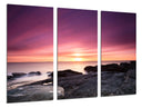 Tríptico paisaje atardecer en el mar, tonos morados, relax