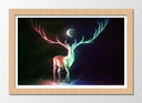 Cuadro enmarcado natural ciervo de noche, neon, animal, abstracto