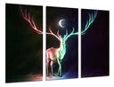 Tríptico ciervo de noche, neon, animal, abstracto