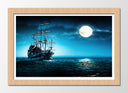 Cuadro enmarcado natural barco pirata en el mar, anochecer,carabela, barco antiguo