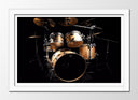 Cuadro enmarcado blanco Bateria Rock