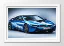 Cuadro enmarcado blanco Coche Deportivo BMW i8 Azul