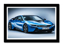 Cuadro enmarcado negro Coche Deportivo BMW i8 Azul