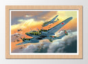 Cuadro enmarcado natural aviones antiguos, guerra, animado, aviacion