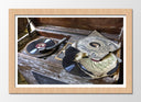 Cuadro enmarcado natural Tocadiscos Vintage, Discos de Vinilo