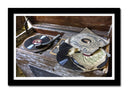 Cuadro enmarcado negro Tocadiscos Vintage, Discos de Vinilo