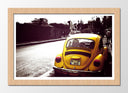 Cuadro enmarcado natural Beatle, Coche Escarabajo Amarillo, Coche Vintage