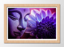 Cuadro enmarcado natural buda oriental ,morado ,cara ,relajacion, meditacion ,zen