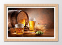 Cuadro enmarcado natural bodegon jarras de cerveza, lupulo