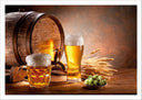 Lámina bodegon jarras de cerveza, lupulo