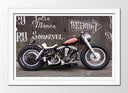 Cuadro enmarcado blanco Moto Custom vintage, Moto Antigua