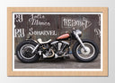 Cuadro enmarcado natural Moto Custom vintage, Moto Antigua