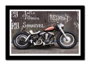 Cuadro enmarcado negro Moto Custom vintage, Moto Antigua