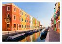 Lámina Canal de Venecia, Italia, gondola, edificio de colores