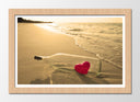 Cuadro enmarcado natural botella en la playa, atardecer, corazon,amor