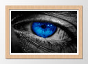 Cuadro enmarcado natural ojo azul intenso hombre blanco y negro