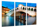 Tríptico puente en venecia por la noche, italia