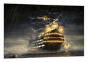 Cuadro paisaje barco sobre el mar en la noche,carabela, barco antiguo , pirata