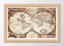 Cuadro enmarcado natural mapamundi antiguo, tonod marrones