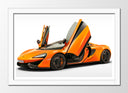 Cuadro enmarcado blanco Coche Deportivo, Mclaren 570S, Naranja