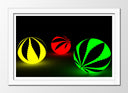 Cuadro enmarcado blanco bolas color neon con simbolo de cannabis