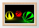 Cuadro enmarcado natural bolas color neon con simbolo de cannabis