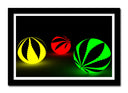 Cuadro enmarcado negro bolas color neon con simbolo de cannabis
