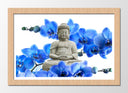 Cuadro enmarcado natural buda oriental, ramas, azul escultura ,relajacion, meditacion, zen