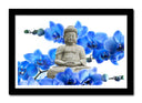 Cuadro enmarcado negro buda oriental, ramas, azul escultura ,relajacion, meditacion, zen