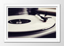 Cuadro enmarcado blanco Tocadiscos Vintage, Discos de Vinilo