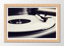 Cuadro enmarcado natural Tocadiscos Vintage, Discos de Vinilo