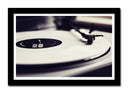 Cuadro enmarcado negro Tocadiscos Vintage, Discos de Vinilo