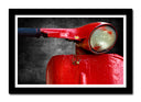 Cuadro enmarcado negro Motocicleta Vespa Vintage Roja