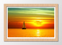 Cuadro enmarcado natural barco de vela en puesta de sol, mar, atardecer