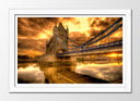 Cuadro enmarcado blanco london bridge vintage, atardecer