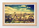 Cuadro enmarcado natural paisaje bicicletas, vintage, campo