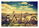 Lámina paisaje bicicletas, vintage, campo