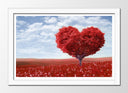 Cuadro enmarcado blanco Paisaje Pradera Arbol corazon Rojo,naturaleza