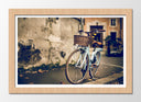 Cuadro enmarcado natural bicicleta vintage, antiguo, sepia, ciudad