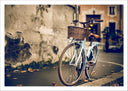 Lámina bicicleta vintage, antiguo, sepia, ciudad